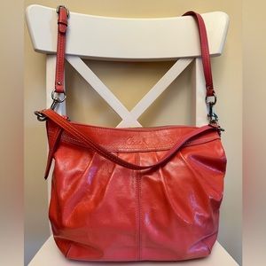 Coach pink patent leather shoulder bag